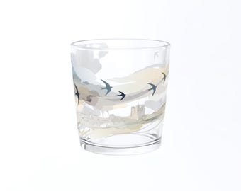 Richmond Swifts Stemless Glass Tumbler, Yorkshire Bird Art, Countryside Cocktail Glass