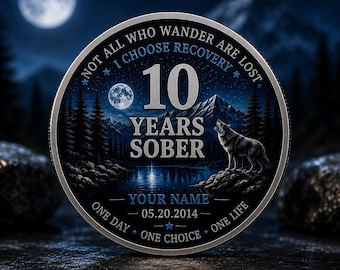 10 Years Sober Gift, Personalized Recovery Coin, Sobriety Anniversary Gift, Custom Recovery Token, AA NA Milestone Coin