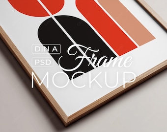 Frame Mockup PSD Close Up, Wooden Frame Detail, Minimal Poster Mockup, Neutral Aesthetic, Digital Download