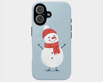Cute Snowman Phone Case for iPhone 17 16 15 14 13 12 11 Pro Max & Samsung Galaxy S24 S23 S22, Winter Cover Christmas Gift