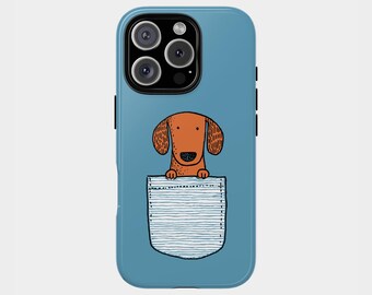 Cute Dachshund Dog Phone Case | Funny Puppy Pocket iPhone Cover | Dog Lover Gift | Protective Phone Case for Dog Mom & Pet Owner