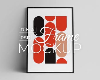 Black Frame Mockup PSD, Minimalist Poster Photoshop Template, Clean Wall Art Mockup, Digital Download