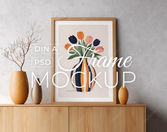 Minimal Frame Mockup, Poster Template for Photoshop, PSD Mockup, DIN A, Scandinavian Wall Art Display, Digital Download