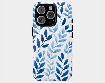 Blue Watercolor Flowers Phone Case For iPhone 17 16 15 14 13 12 11 Pro Max with Boho Floral Design