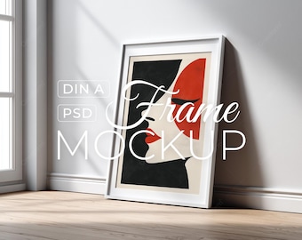 A2 A3 A4 A1 A0 Minimalist White Frame Mockup PSD, Realistic Din A Poster Mockup, Clean Scandinavian Interior, Digital Download