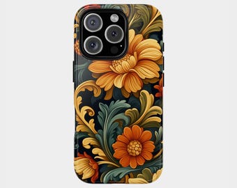 Vintage Baroque Floral Phone Case: Elegant Botanical iPhone & Galaxy Cover