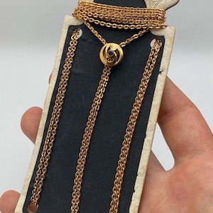 Antique Chain Slide Art Nouveau Art Nouveau Kollmar & Jourdan Rose Gold Double Slide Chain Necklace NOS Original Card Saphir Circa 1900