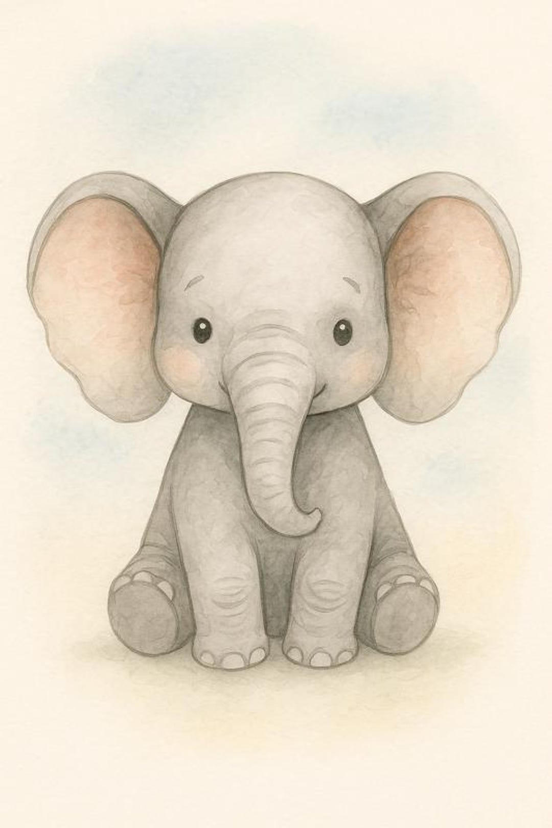 Whimsical Baby Elephant Print | Nursery Wall Art | Neutral Safari ...