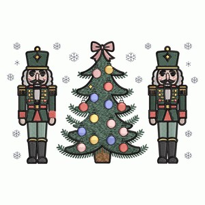 Broderidesign med nötknäpparträd, klassisk leksakssoldat med trädmönster, festlig julmaskinbroderi VP3 EXP HUS, 9 storlekar