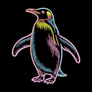 Broderidesign med vinterdjur i neonfärger, arktisk fågel, färgglad broderimaskinfil – DST PES EXP, 9 storlekar