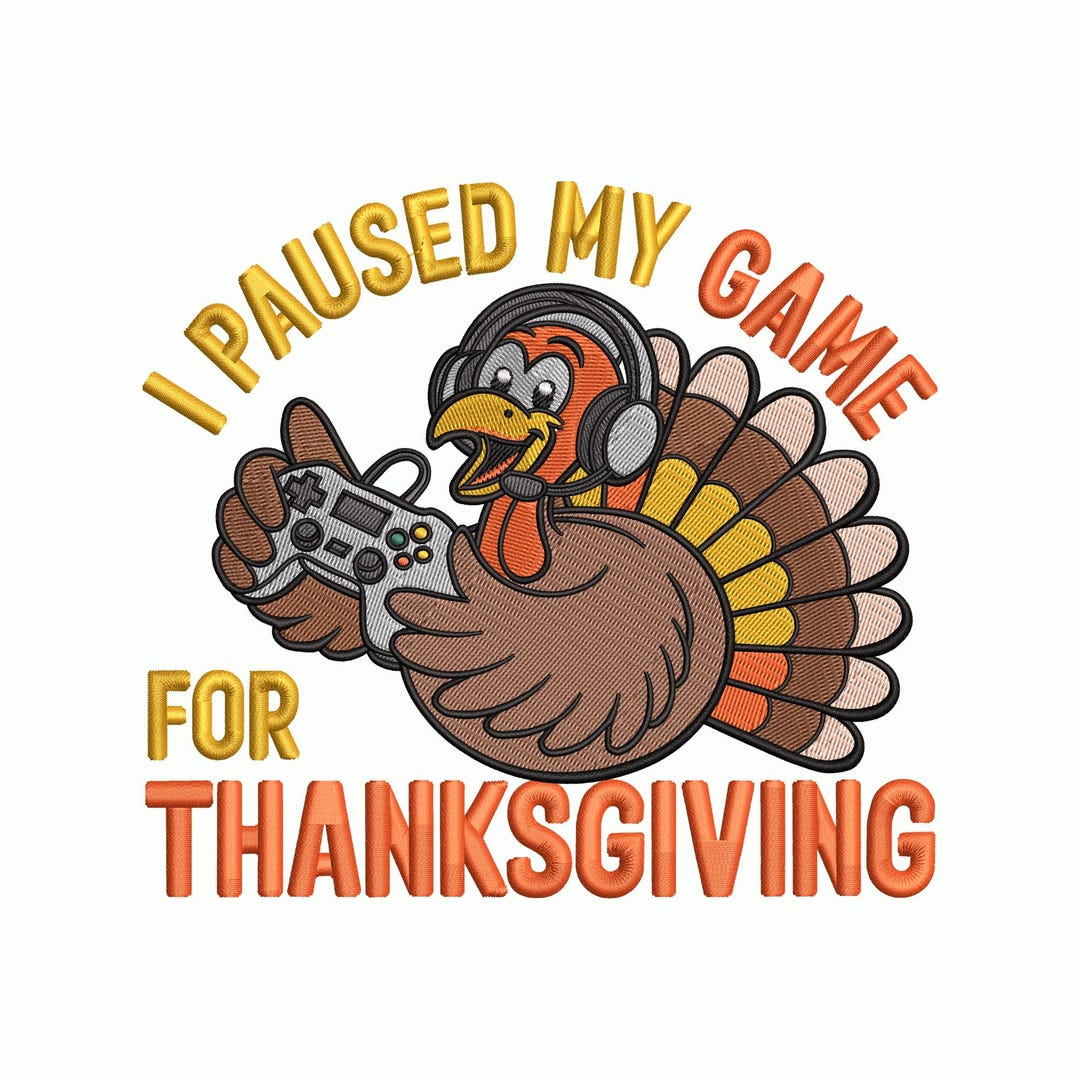 Gamer Turkey Embroidery Design– Funny Thanksgiving Machine Embroidery ...