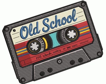Old School Cassette Embroidery Design, Retro Mixtape Audio Pattern, Vintage Music Machine Embroidery File DST JEF PES, 9 Sizes