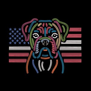 Boxer Dad Embroidery Design, Neon Colorful Boxer Machine Embroidery Pattern, Dog Dad Embroidery File, VP3 DST, 9 Sizes Included