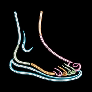 Foot Steps Embroidery Design, Neon Walking Footprint Outline Machine Embroidery Pattern – DST JEF XXX – Multi Size Included