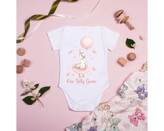 One Silly Goose PNG | First Birthday Digital Download | Pink & Blue Birthday Design | Trendy Baby Party Decor | Instant Download