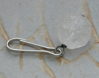 Hammered Quartz Zipper Pull: Icy Snowball Charm
