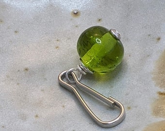 Bright Green Glass Zipper Pull: Purse Charm, Dog Collar Dangle