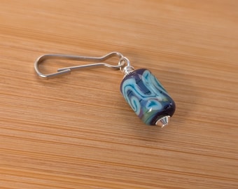 Purple & Teal Glass Zipper Pull: Beaded Zip Dangle