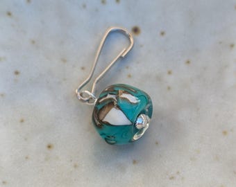 Turquoise + Taupe Decorative Zipper Pull, Beaded Jacket Pull, Swing Zip Accessory Dangle