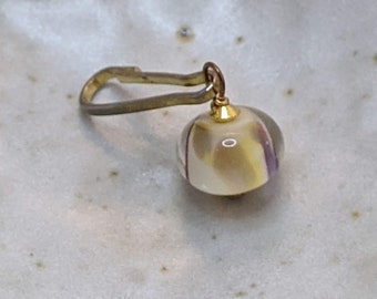 Artisan Glass Zipper Pull: Cream, Plum, and Tan Dangle