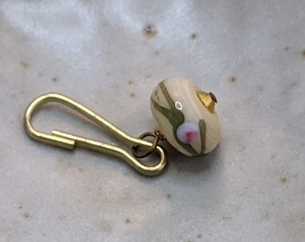 Floral Vine Zip Dangle, Pink Flower Bead Purse Zipper Pull, Dangle Accessory