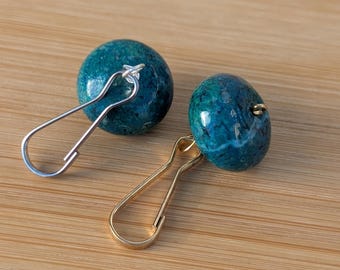 Chrysocolla Gemstone Zipper Pull: Blue Green Purse Charm
