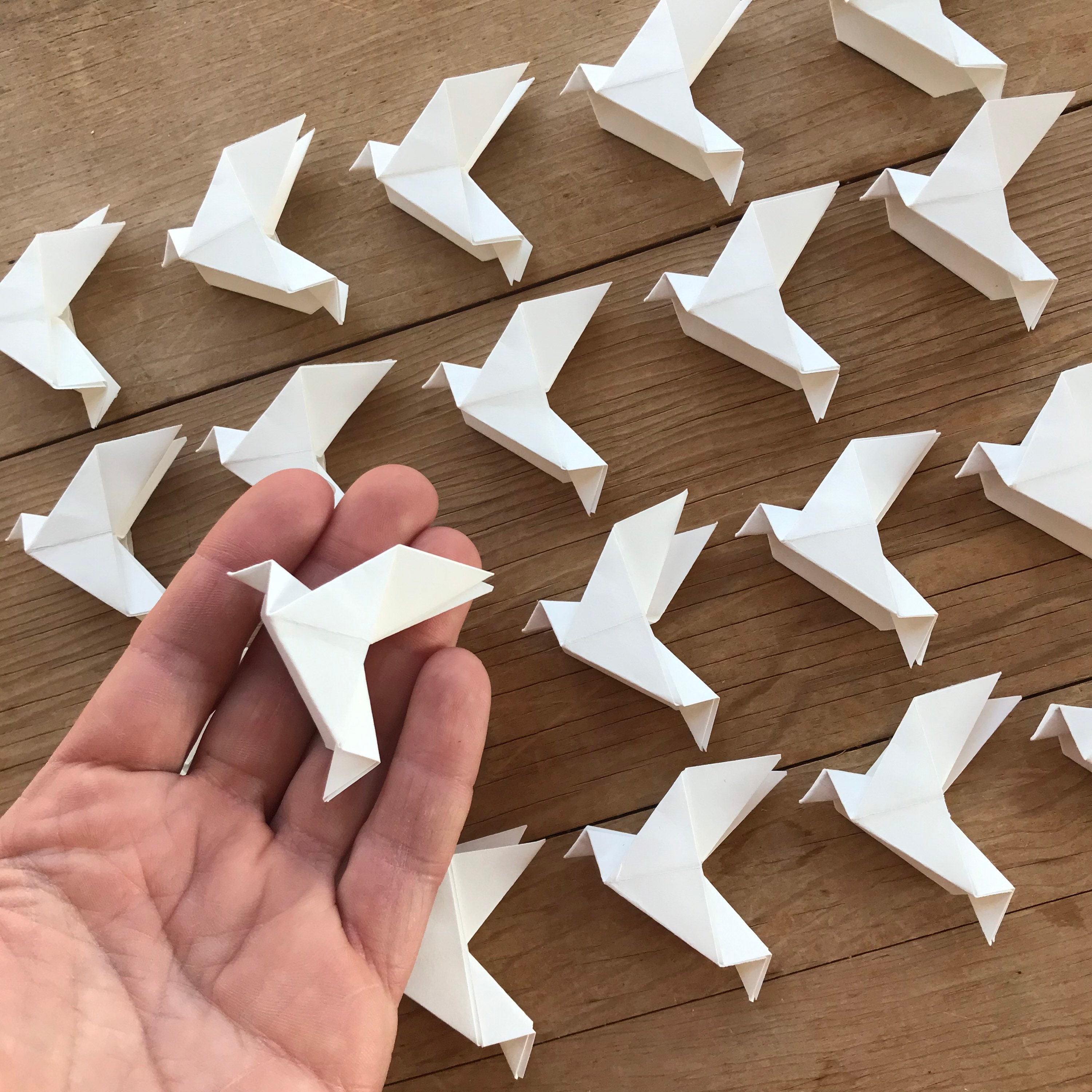 Tiny White Origami Doves set of 20 Etsy
