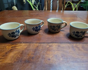 Pfaltzgraff Folk Art Stoneware Dinnerware 10oz Coffee Cup Mug No. 100 Set Of 4