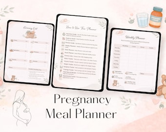妊娠中の食事プランナー（印刷可能なPDF）｜妊娠中の栄養メニュー、買い物リスト、食べるべき食品と避けるべき食品｜A4 + USレターサイズ