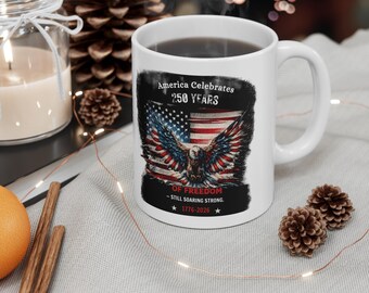 Patriotic Eagle Mug | America 250 Years 1776-2026 | USA Flag Coffee Cup