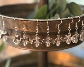 Handcrafted Crystal Angel Earrings