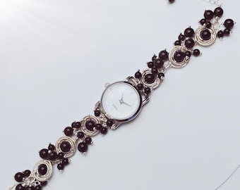 Handmade Wire Wrapped Beaded Watch, Vintage Women’s Wristwatch, Thoughtful Gift For Her