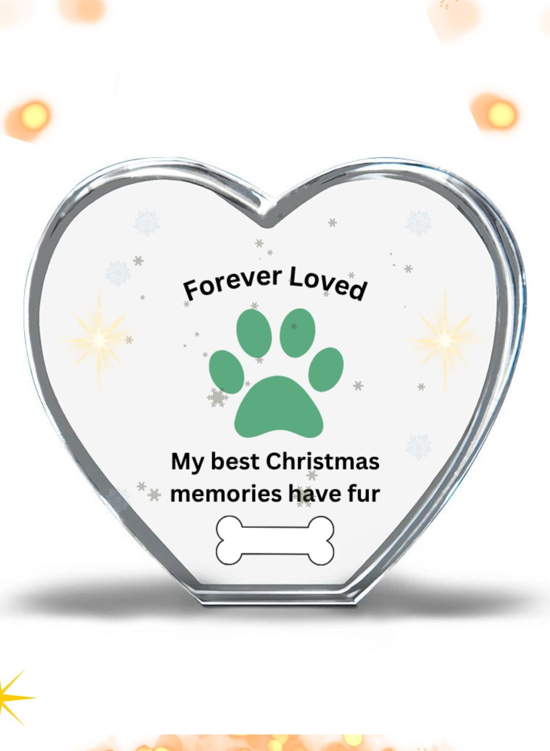 Forever Loved Paw Print Heart Crystal Ornament | Pet Memorial Christmas ...