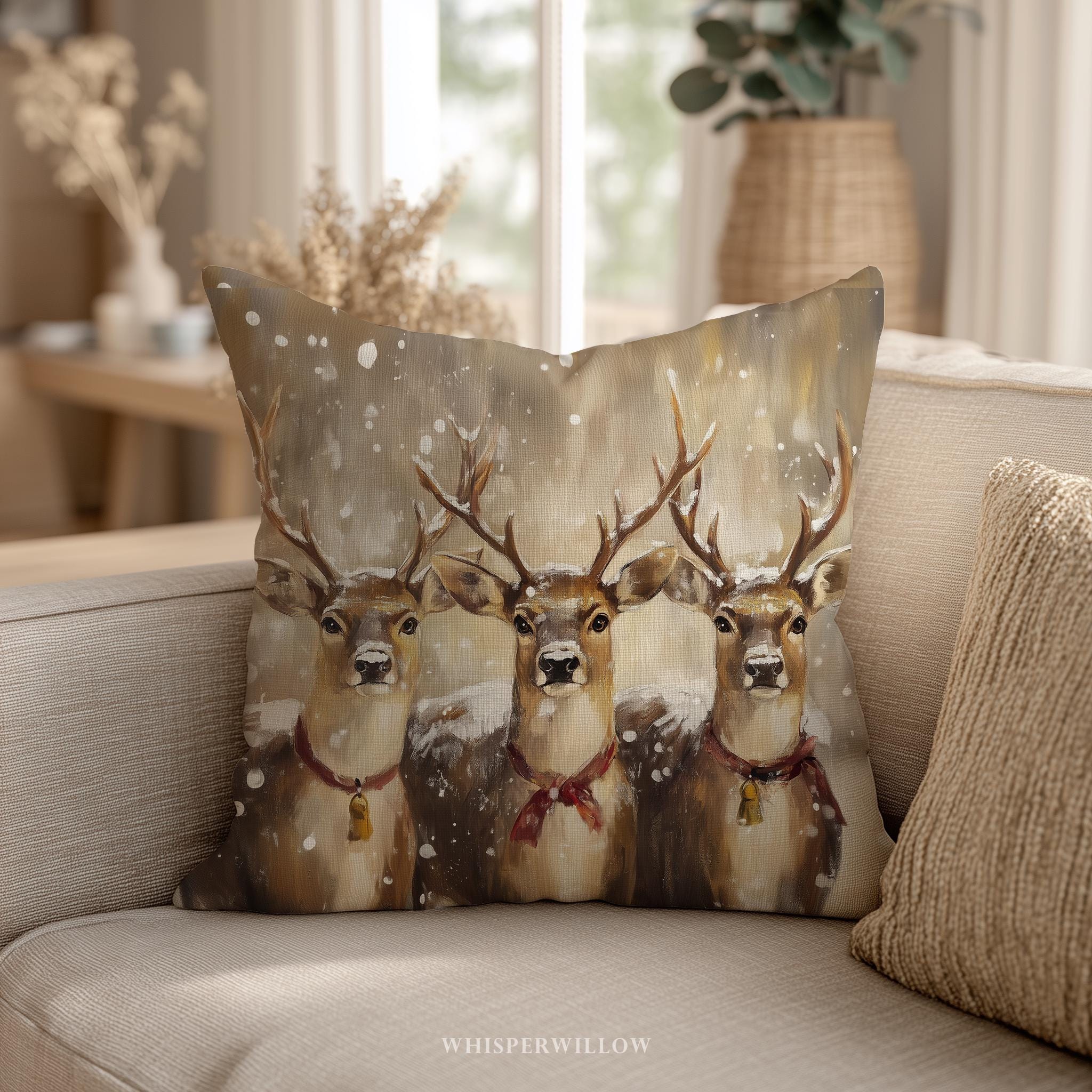 39 Christmas Room Ideas for Every Space in Your Home: Transform Your House into a Winter Wonderland 33 Christmas Throw PILLOW and CASE - Rustic Reindeer Winter Cushion,…