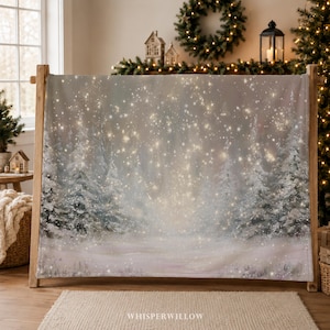 Snowy Forest Plush Throw Blanket - Winter Wonderland, Christmas Decor, Enchanted Woodland, Cozy Bedroom, Holiday Gift, Sparkling Snowflakes