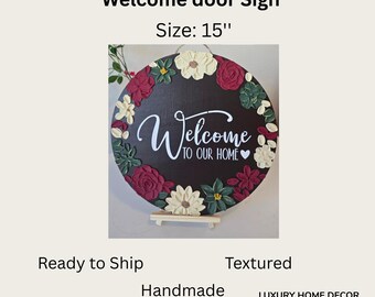 Rustic Welcome Home Sign, Farmhouse Wood Door Hanger, 15"