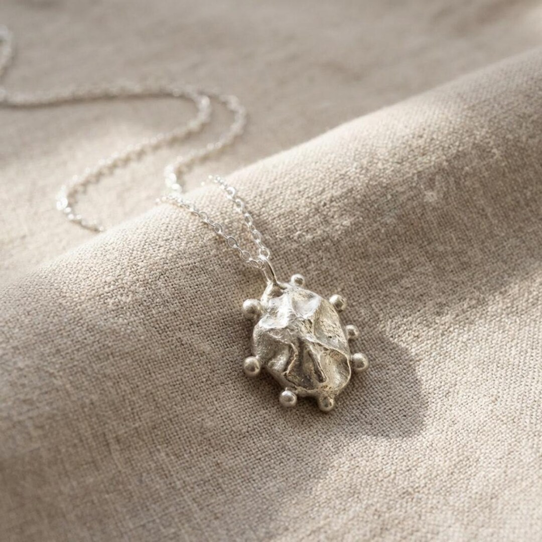 Handmade Sculptural Sterling Silver Pendant Necklace, Organic Textured ...