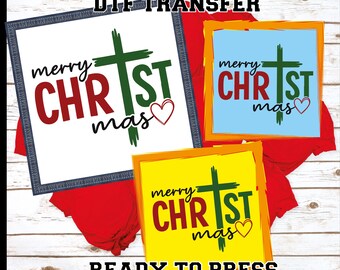 Merry Christmas Christian DTF Transfer: Ready To Press