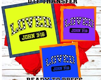 Christian Valentines Dtf: Loved John 3 16, Bible Verse Retro Dtf Transfer