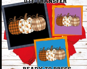 Floral Pumpkin DTF Transfer: Fall Autumn Design, Ready To Press