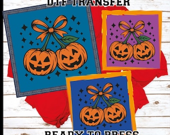 Vintage Pumpkin Cherries DTF - Halloween Ready To Press