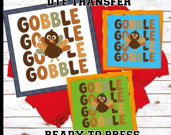 Thanksgiving Turkey DTF Transfer: Gobble Design, Ready To Press