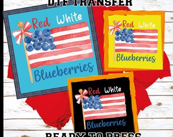 Blueberries American Flag DTF Print - Ready to Press Heat Transfer