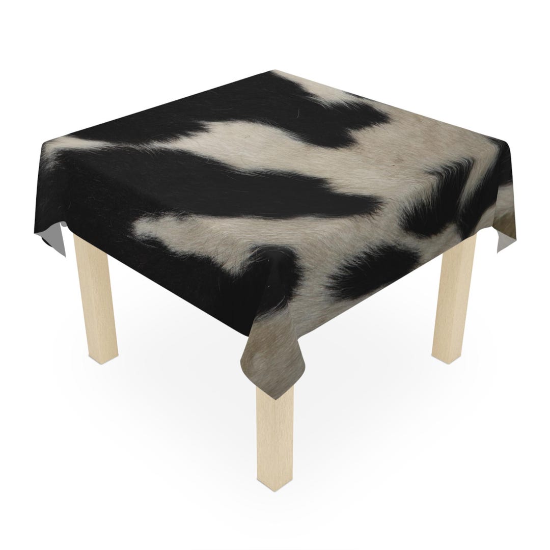 Black and White Cowhide Pattern Tablecloth | Faux Fur Cow Print Table ...