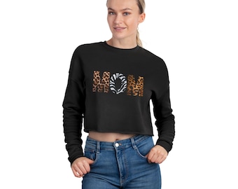 Sudadera corta con estampado animal para mamá / Camiseta de mamá con estampado de leopardo, cebra y tigre