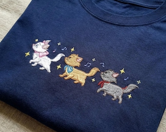 Disney Aristocats Embroidered Shirt, Cat Mom T-shirt, Magic Kingdom, Disneyworld shirt, Marie Toulouse and Berlioz Shirt, Disney Tank Top