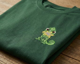 Embroidered Disney Tangled Pascal Shirt, Rapunzel Chameleon Tee, Pascal Flower T-Shirt, WDW Magic Kingdom Outfit, Disney World Family Shirt
