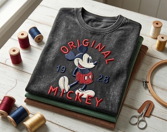 Disney Micky Maus gesticktes gewaschenes Hemd, Original 1928 Micky T-Shirt, Vintage Micky Maus Shirt, Magic Kingdom T-Shirt, Retro Disney Park