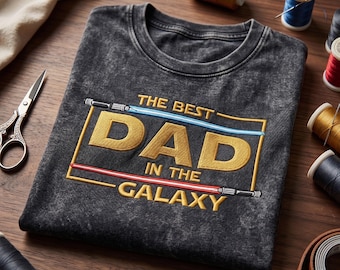 Disney Star Wars vader geborduurd gewassen T-shirt, The Best Dad in the Galaxy T-shirt, Vaderdagcadeau, Magic Kingdom-outfit, retro Disney-cadeau