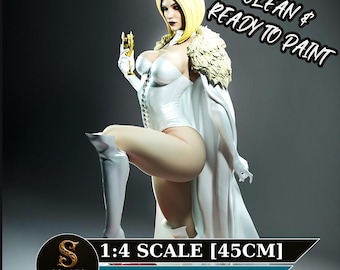 Figurka z żywicy Emma Frost II | Fantasy PinUp | Zestaw modelarski | Kolekcjonerska figurka akcji | Niepomalowana, drukowana w 3D